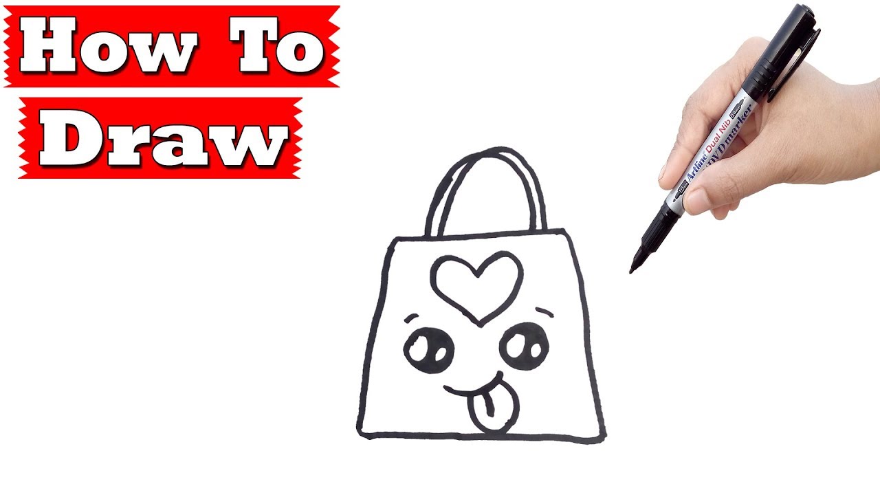 1280x720 Drawing Tutorial How To Draw A Cute Shopping Bag Easy Step