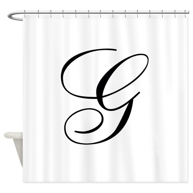 640x640 g initial black and white sript decorative fabric shower curtain
