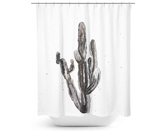 340x270 Blue Floral Watercolor Painting Shower Curtain Cotton Etsy