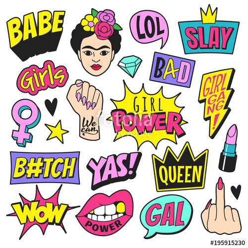 500x500 girl power patches collection vector illustration of feminist