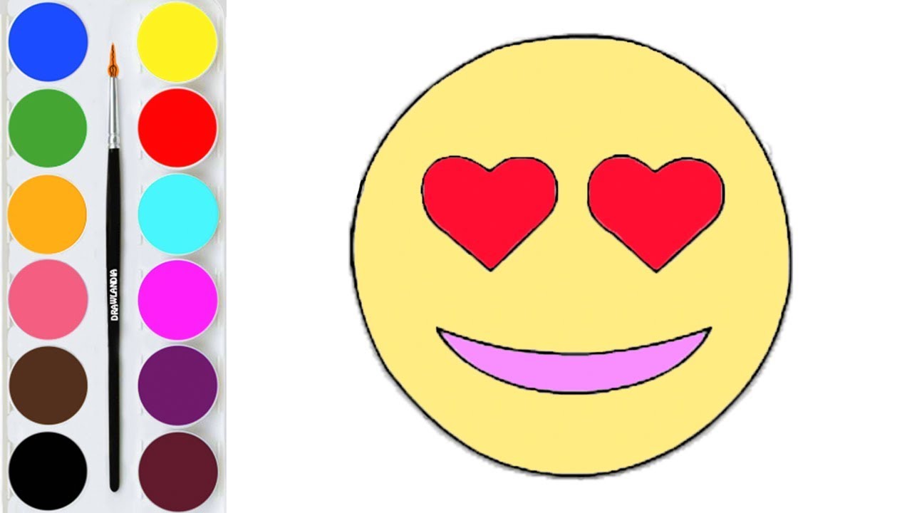 1280x720 How To Draw Smiles Learn Colors For Kids With Heart Eyes Emoji
