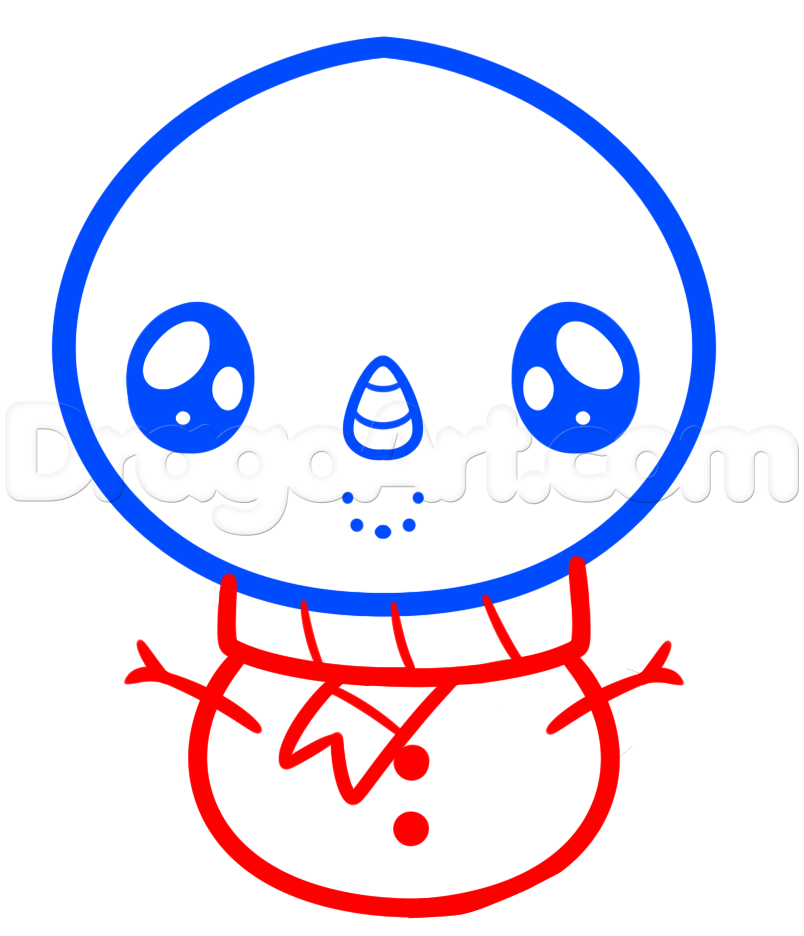 804x936 How To Draw A Kawaii Snowman, Step