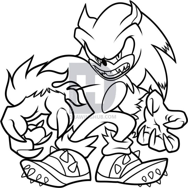 719x720 How To Draw Werehog, Sonic The Werehog, Step