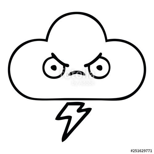 500x500 Line Drawing Cartoon Storm Cloud Stock Image And Royalty Free