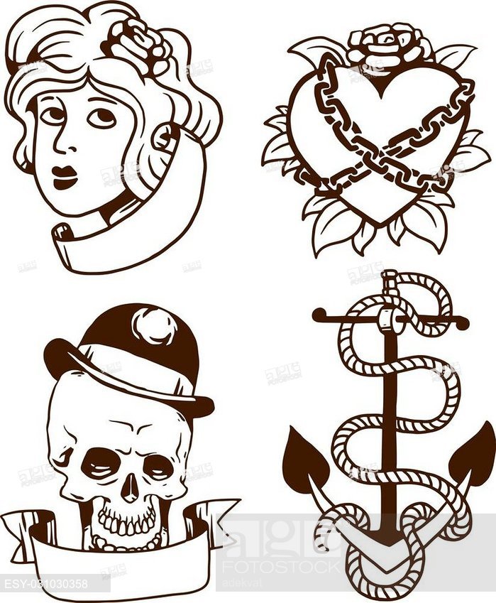 699x849 Old School Tattoo Element Vector Illustration Cartoon Vector