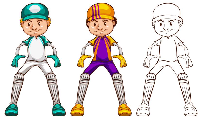 832x490 Cricket Player In Three Different Drawing Styles
