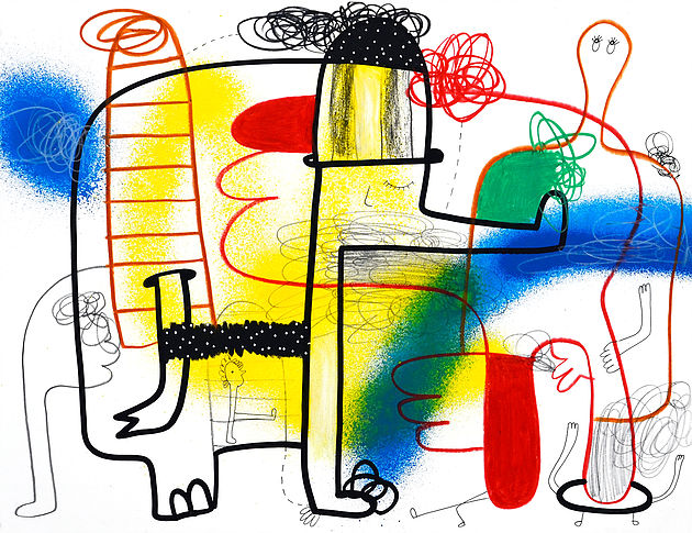 630x485 Best Foot Forward Original Drawing On Yupo Paper Abstract Art