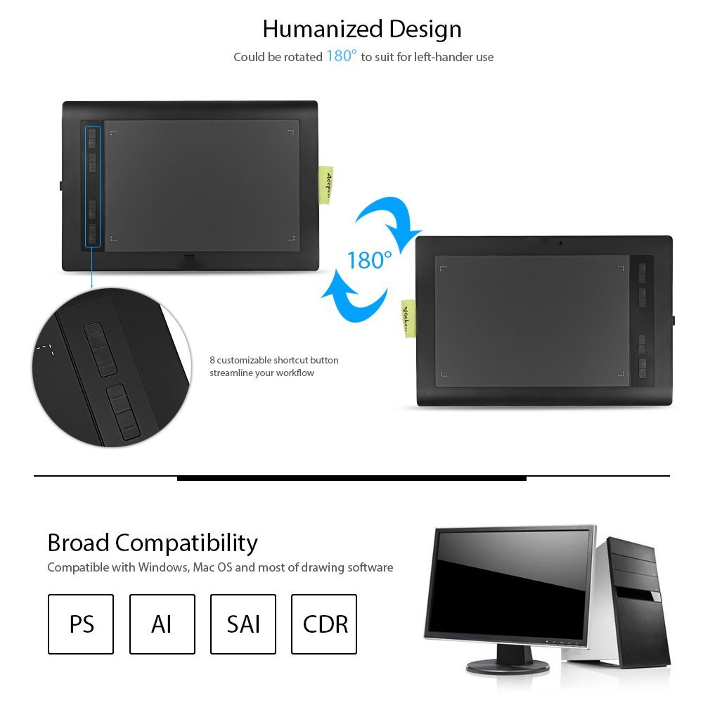 1000x1000 Acepen Inches Graphics Drawing Tablet With Digital Pen