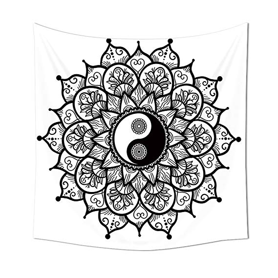 569x569 ying yang decor tapestry wall hanging retro floral yin yang design