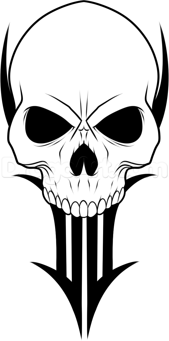 641x1289 How To Draw A Traditional Skull Tattoo, Step
