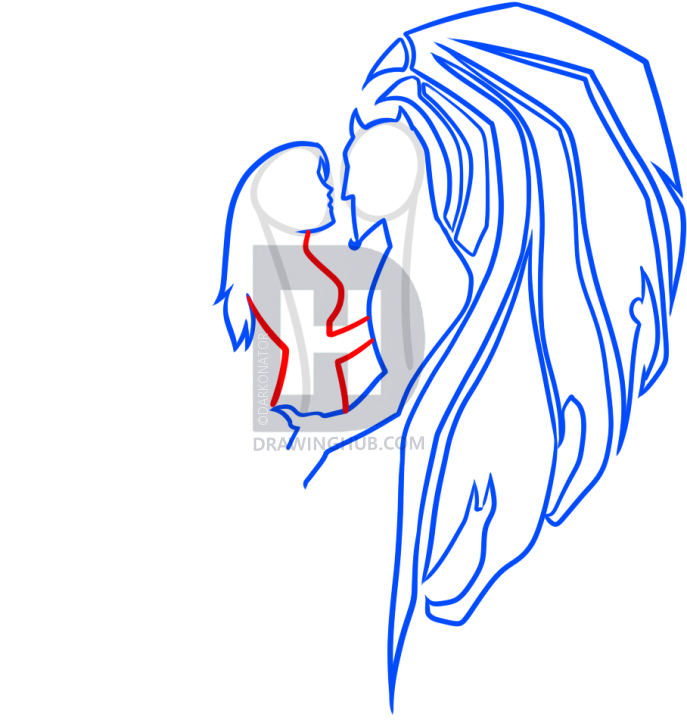 687x720 How To Draw Good And Evil Tattoo, Step