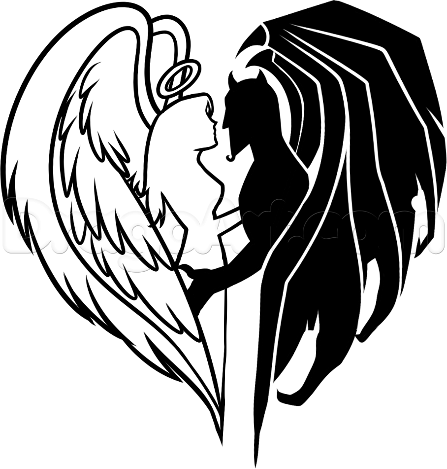 908x951 How To Draw Good And Evil Tattoo Step Drawing