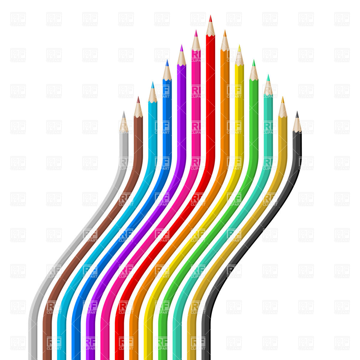 1200x1200 Color Pencils In Abstract Shape On White Background Vector Image