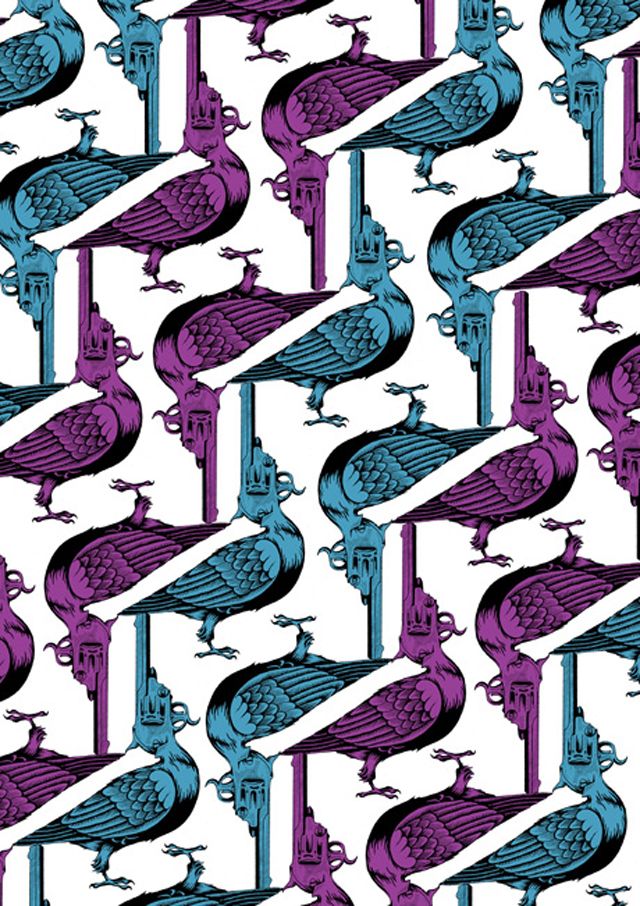 640x906 Surface Pattern Design Buamai Birds Arabesque