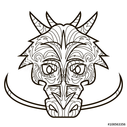 500x500 Line Vector Image For Art Therapy With Dragon