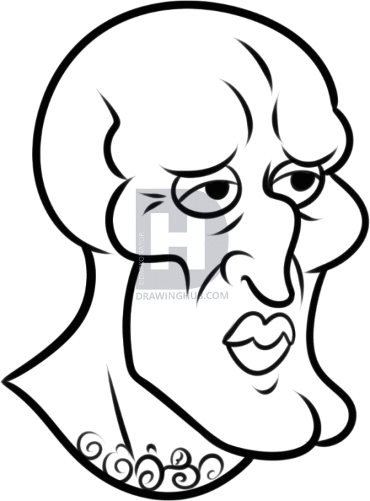 533x720 how to draw handsome squidward, step