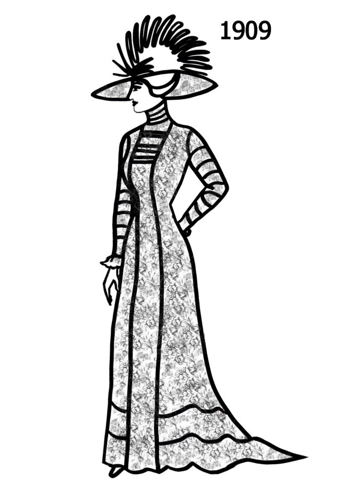 700x1000 Fashion Silhouette Timeline Drawing Edwardian Era Fashion