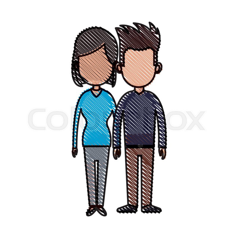 800x800 Drawing Couple Lovely Together Stock Vector Colourbox