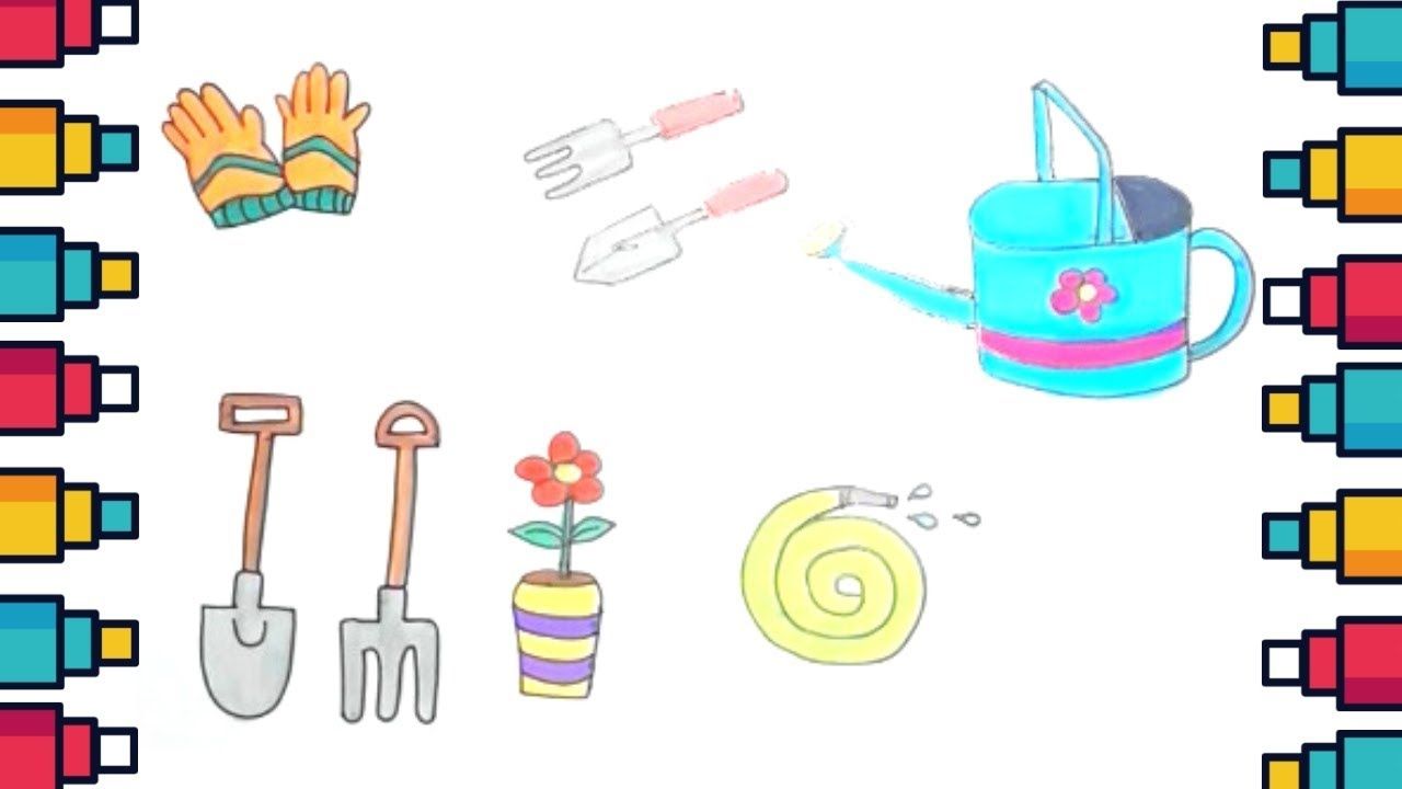 1280x720 How To Draw And Color Garden Tools Easy