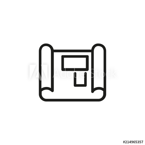 500x500 Construction Plan Line Icon Engineering, Blueprint, Sketch