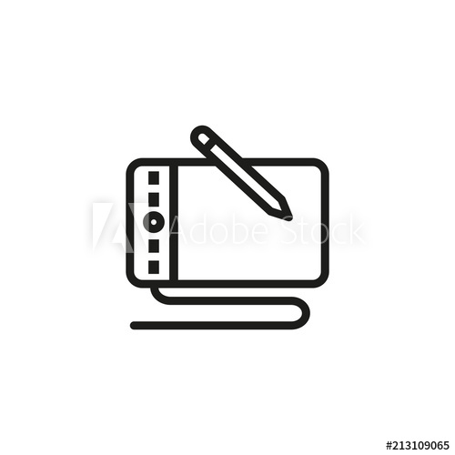 500x500 graphic tablet line icon digital drawing board, tablet computer
