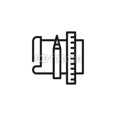 400x400 Paper With Pen And Ruler Line Icon School, Drafting, Sketching