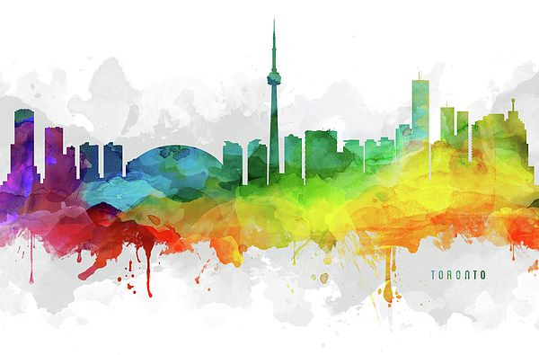 600x395 digital abstract drawing of toronto, ontario watercolor cityscape