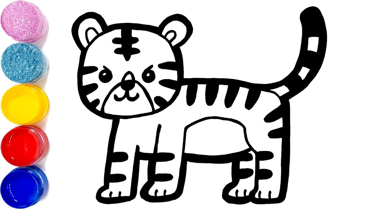 1280x720 Glitter Baby Tiger Coloring And Drawing Learn Colors For Kids