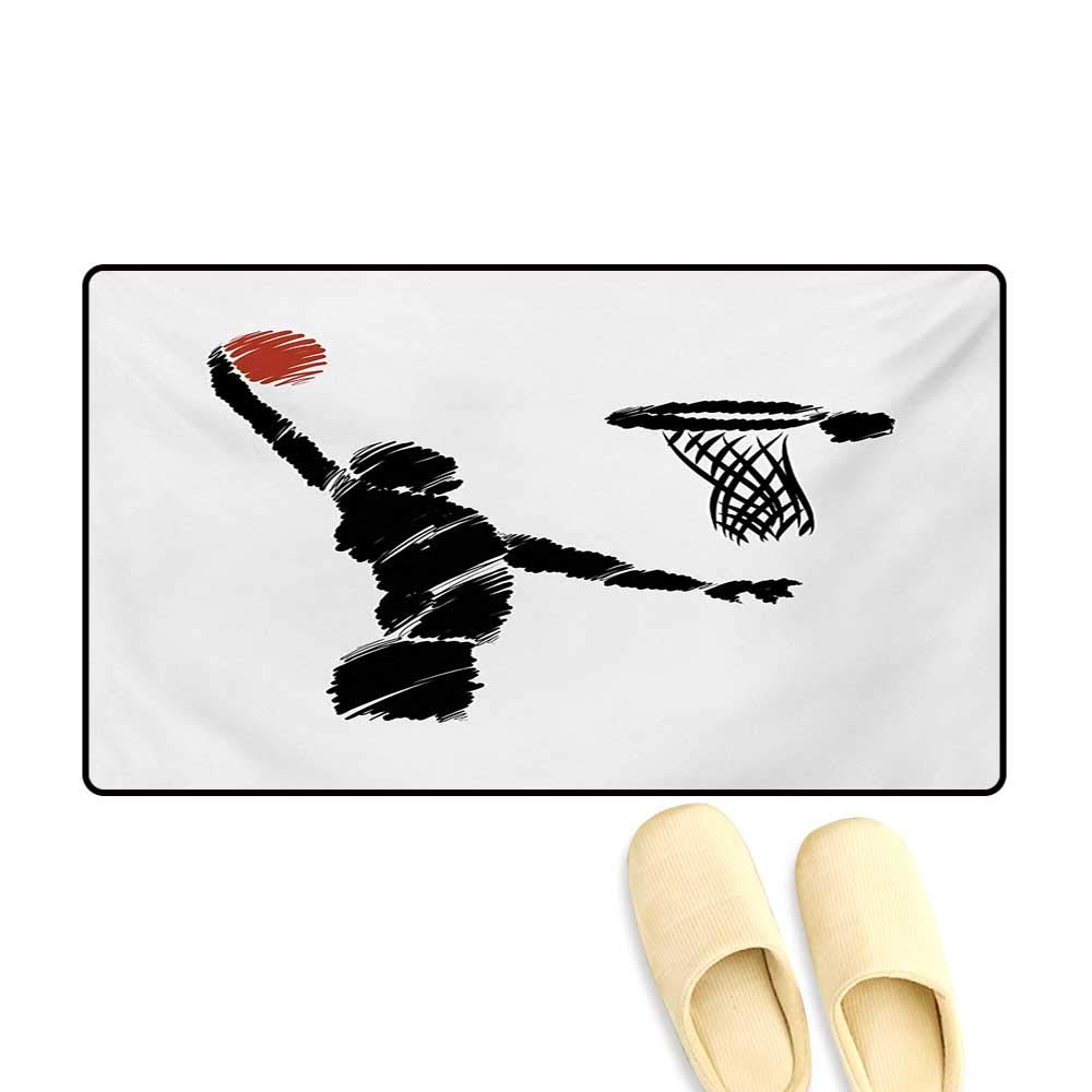 1000x1000 Door Mats,freehand Drawing Style Basketball Player