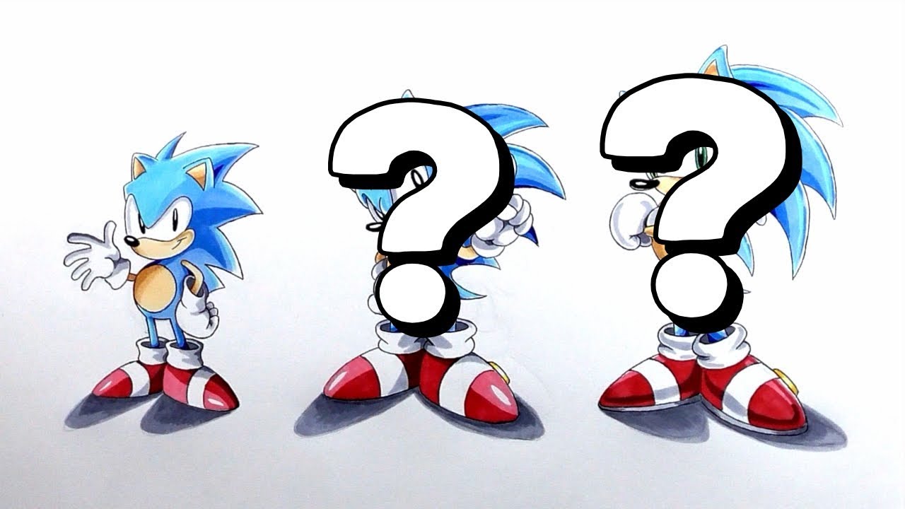 1280x720 drawing the transition of classic sonic to dreamcast sonic