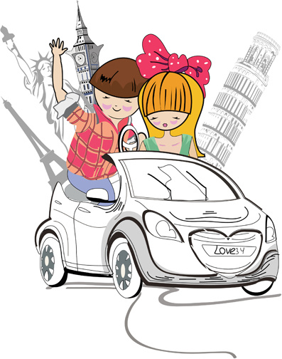 397x504 Hand Drawn Travel Couple Vector Free Vector In Adobe Illustrator