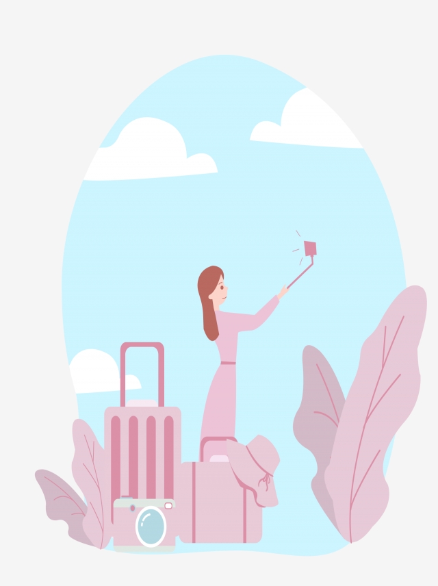 640x856 Pink Girls Travel Self Portrait Hand Drawing Tourism Day,pink,girl