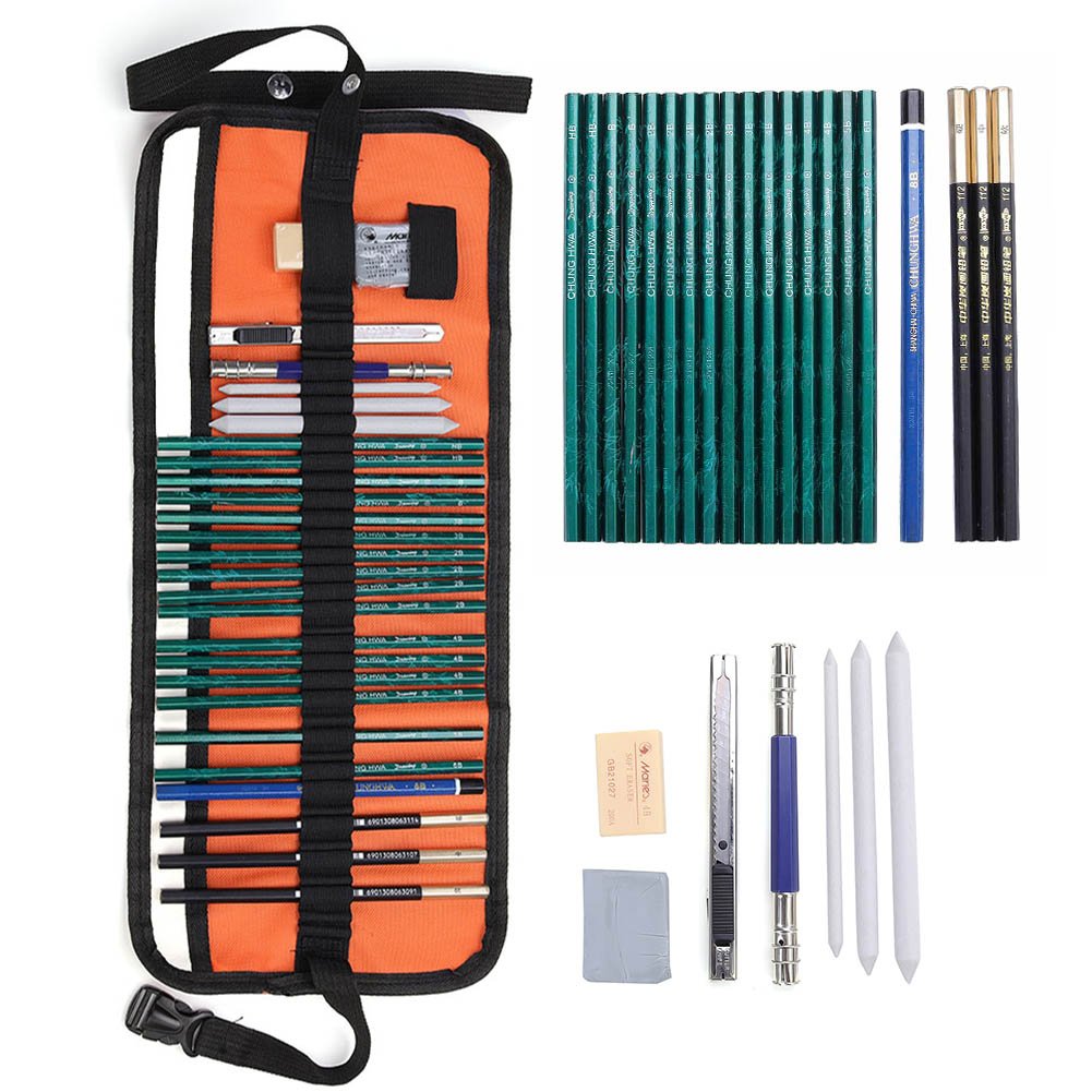 1001x1001 climberty art supplies graphite charcoal pencils set, studio