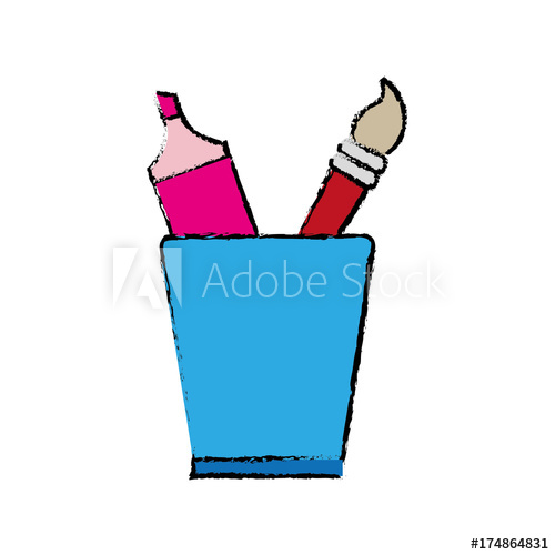 500x500 Cup With Drawing Utensils Icon