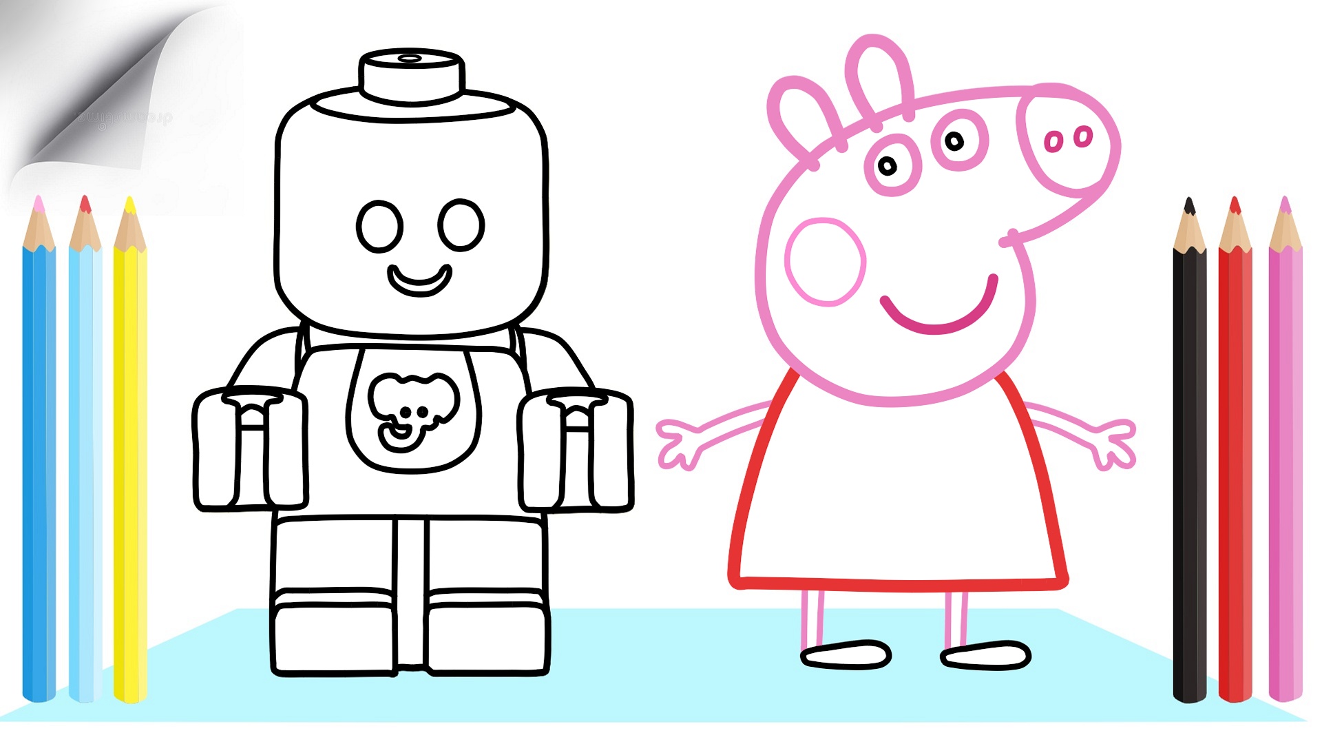 1920x1080 Piggy And Child Drawing Coloring Videos For Children Learn Colors