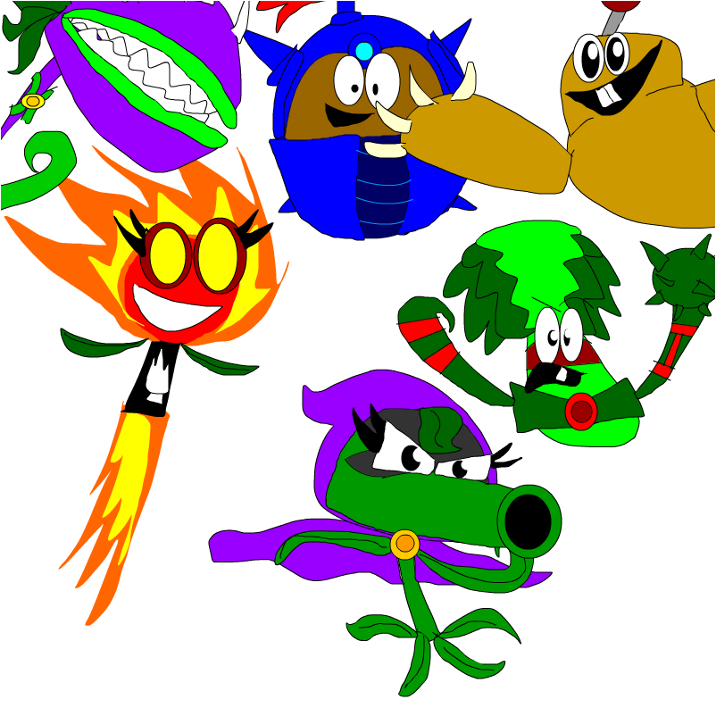 802x802 Plants Vs Zombies Heroes Group Drawing