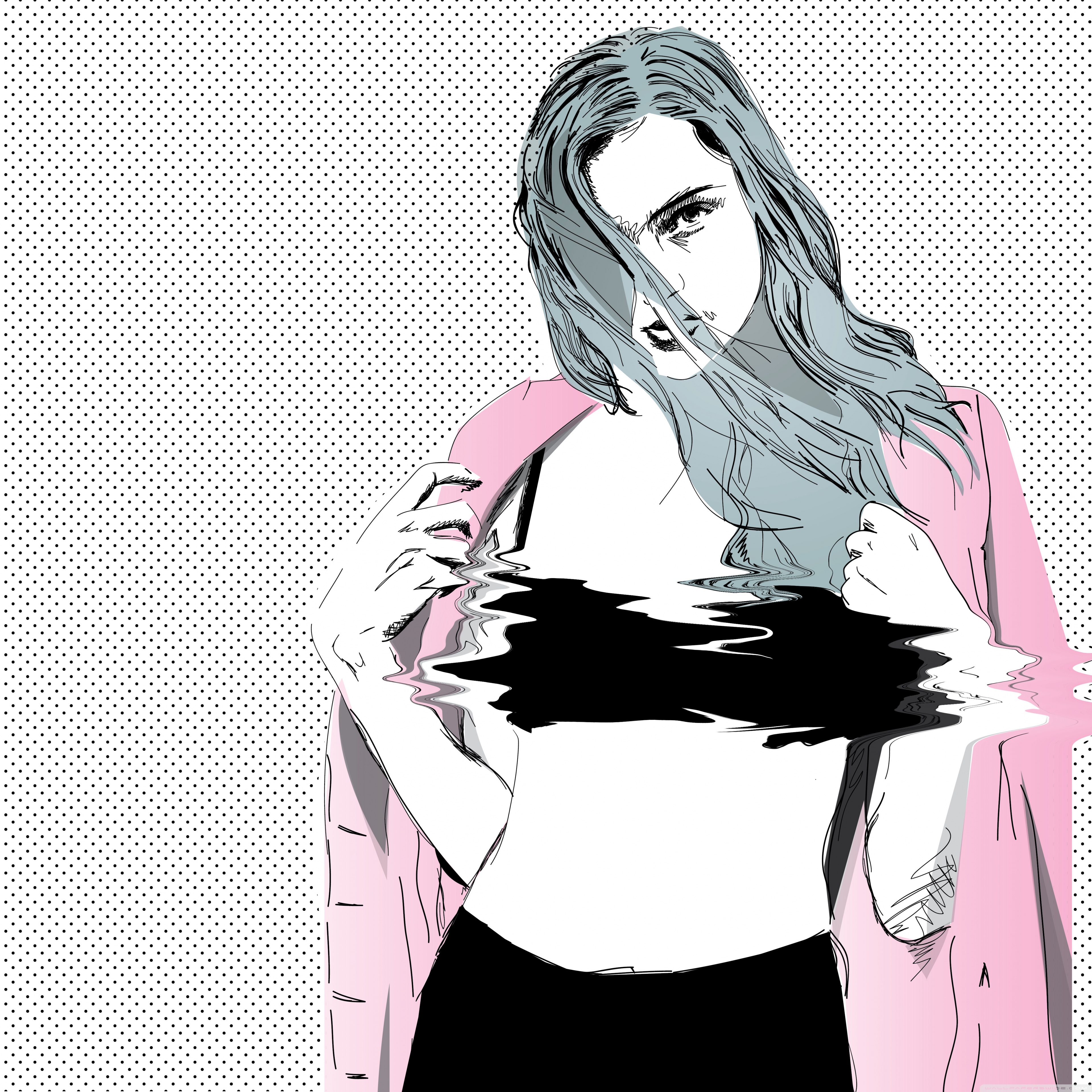 3840x3840 Girl Drawing Hd Desktop Wallpaper For Ultra Hd Tv