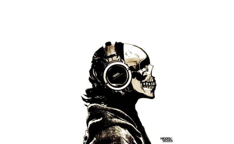 748x459 Skull, Headphones, Drawing Wallpapers Hd Desktop And Mobile