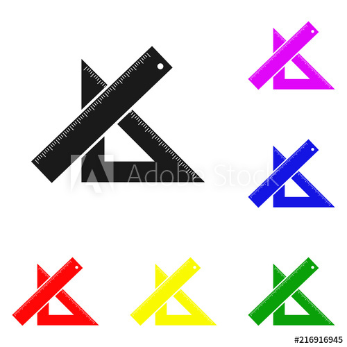 500x500 Elements Of Ruler Drawing Tool In Multi Colored Icons Premium