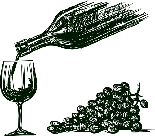 500x441 Drawing Wine Black Style Vector Free Download