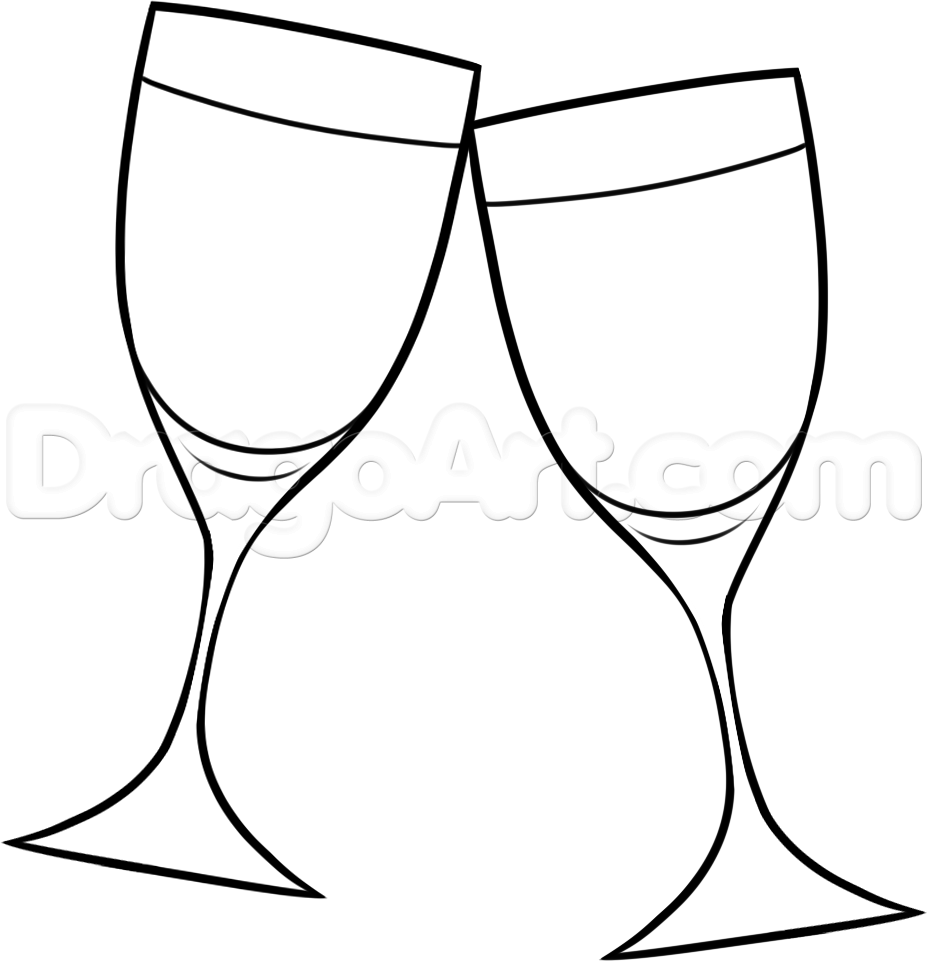 927x961 Step How To Draw Wine Glasses
