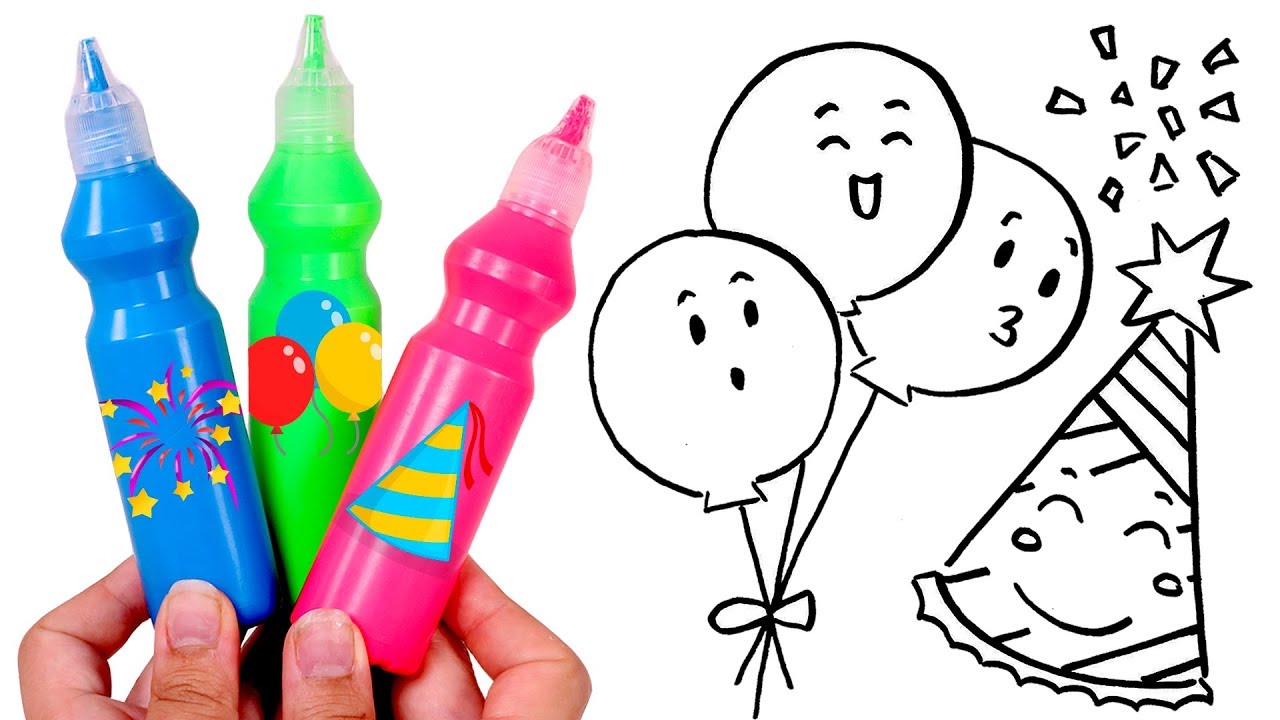 1280x720 Draw And Color Coloring In Picture Of Birthday Party