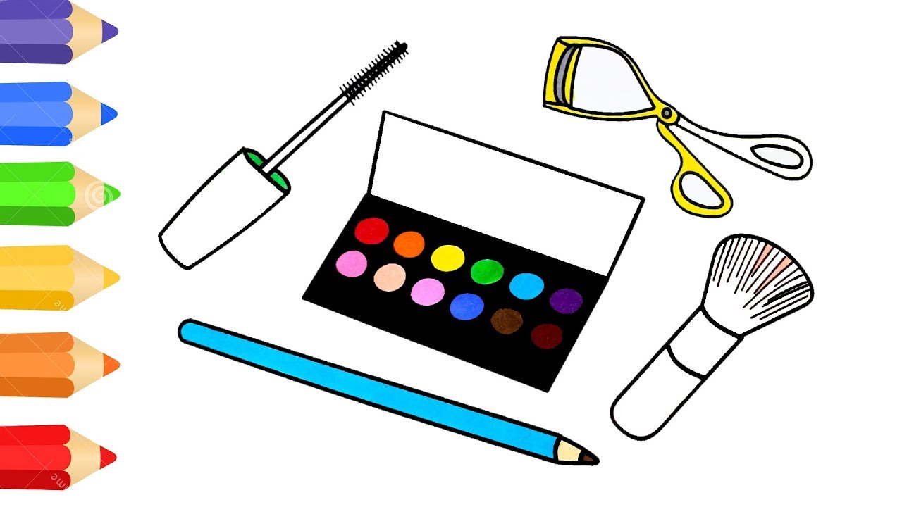 1280x720 How To Draw Makeup Kit For Girl Coloring Pages For Kids Art Colour