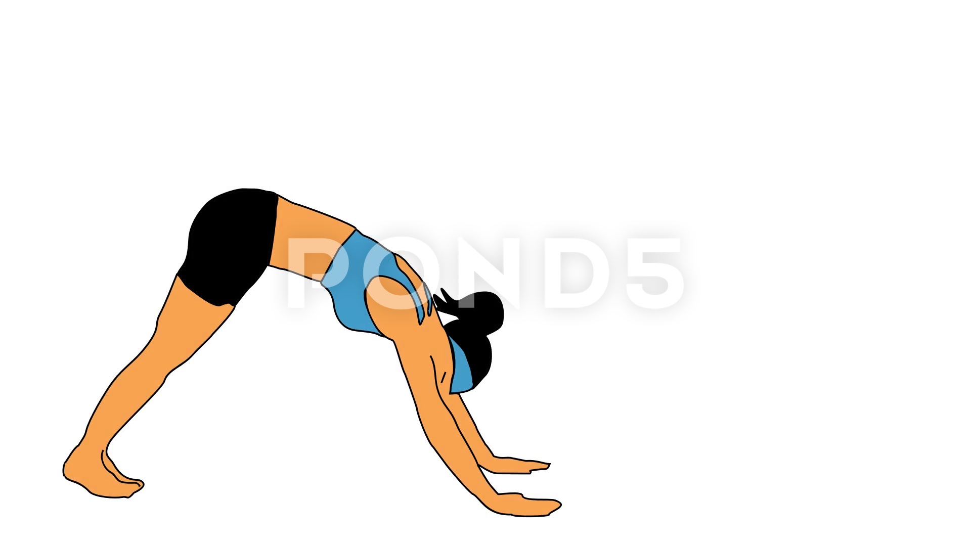 1920x1080 Animated Drawing Of Female Yoga Downward Dog Pose Clip