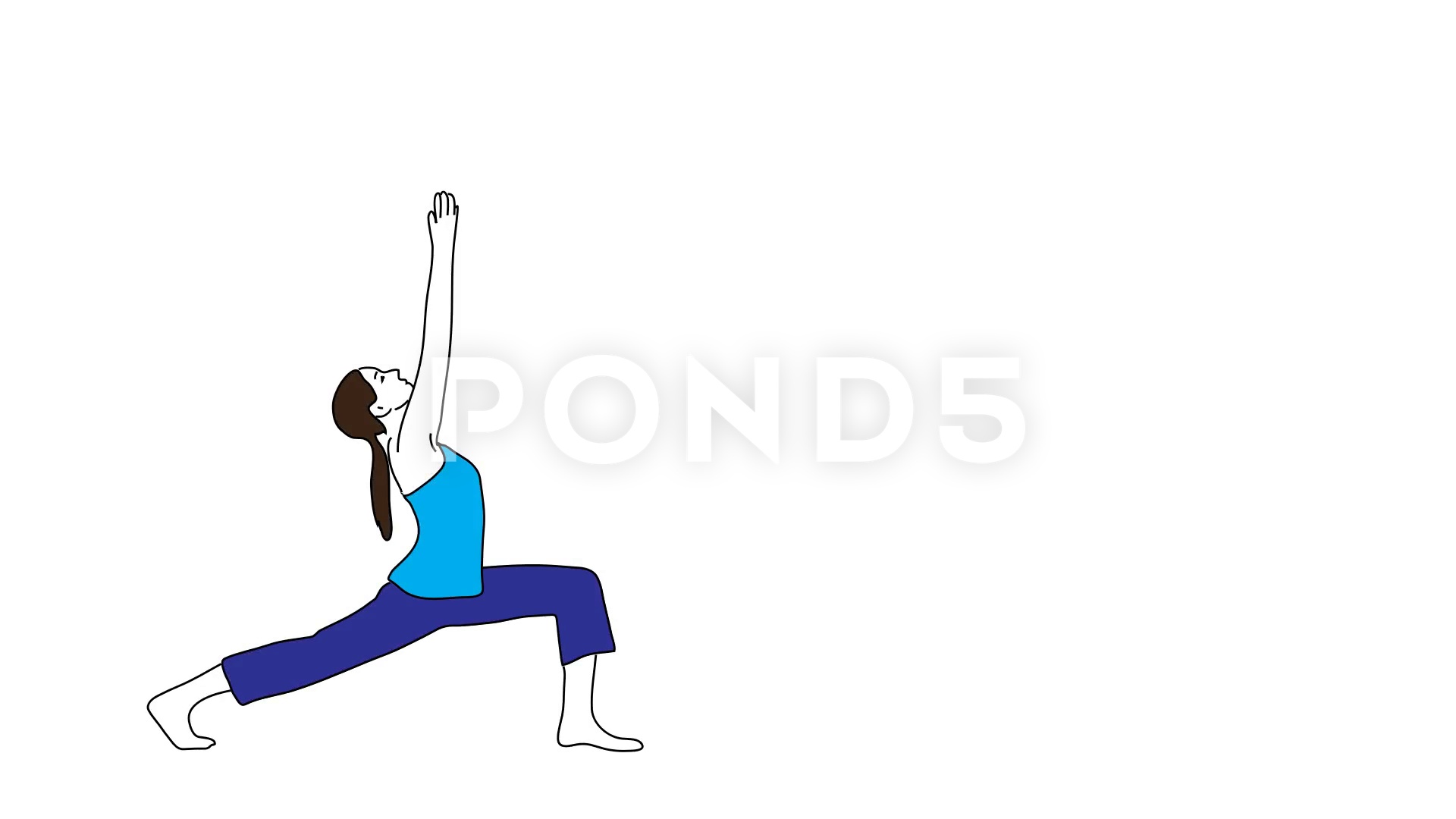 1920x1080 Animated Drawing Of Yoga Woman In Virabhadrasana Warrior Pose
