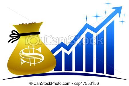 450x300 Clipart Vector Of Golden Money Bag With Profitable Finance Bar
