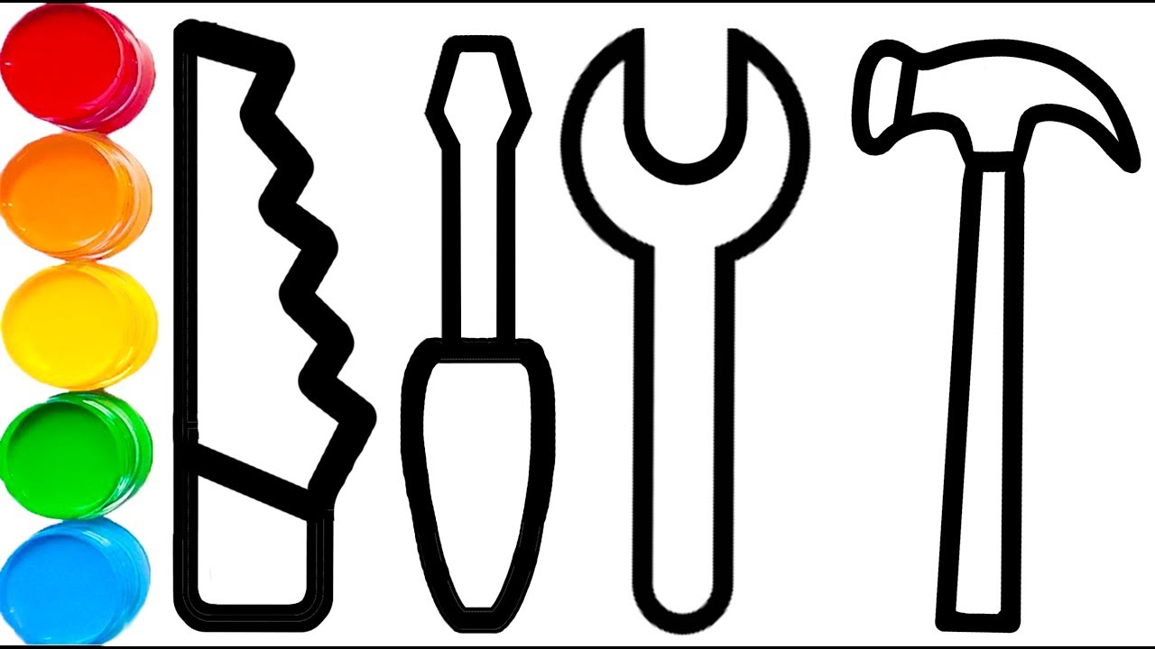 1280x720 Construction Toys Tools Coloring And Drawing Glitter Painting