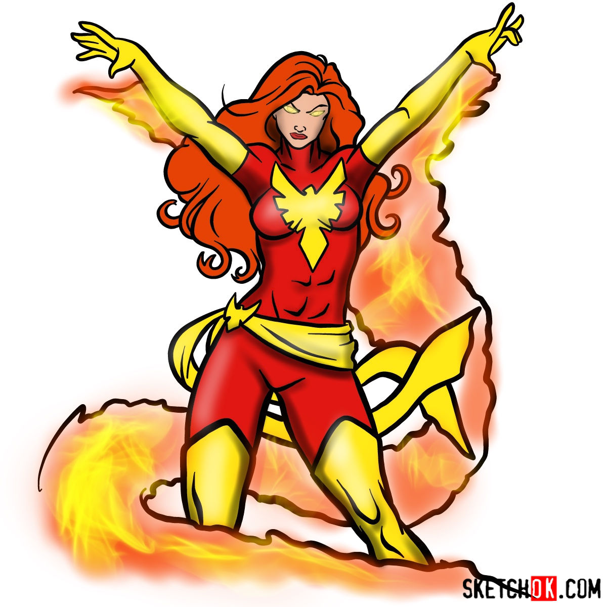1200x1200 How To Draw Dark Phoenix From X Men