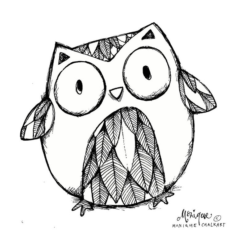 794x794 Clipart Woodland Owl Black And White Planner Stickers Etsy