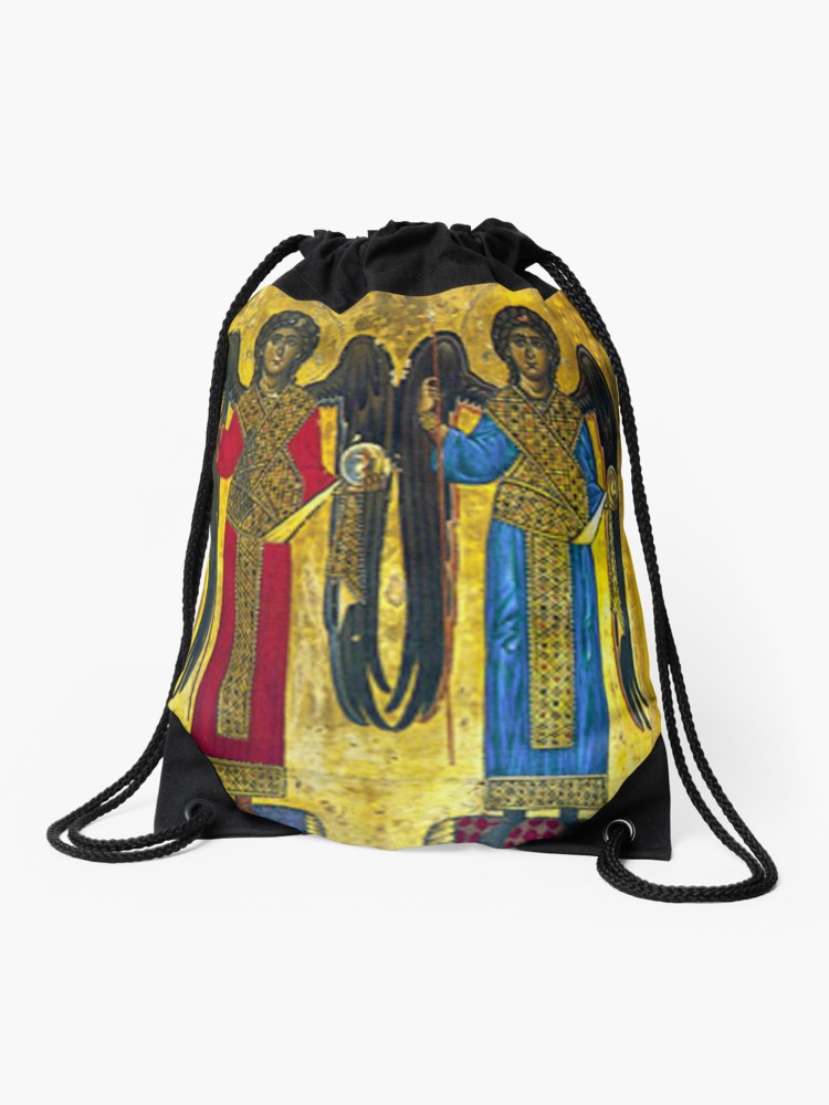 750x1000 St Michael St Gabriel Archangel Icon Drawstring Bag